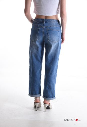Jeans in Cotone denim con tasche con bottoni con zip - ph 2