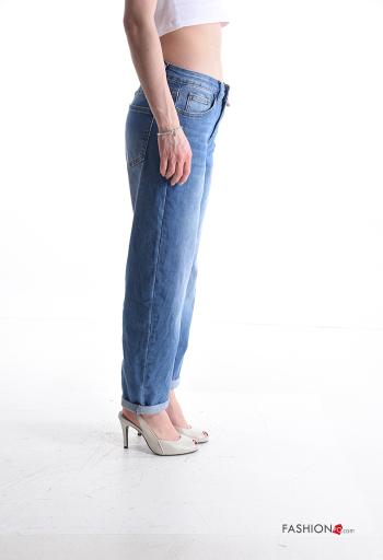 Jeans in Cotone denim con tasche con bottoni con zip - ph 3