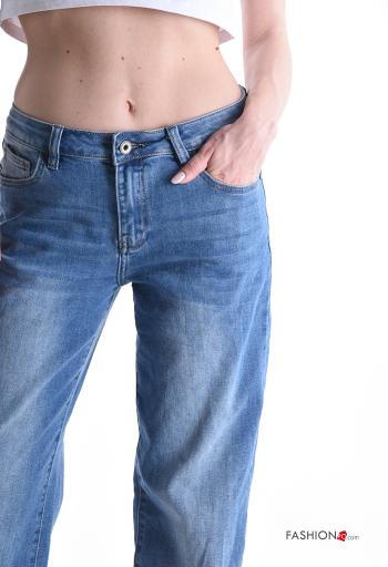 Jeans in Cotone denim con tasche con bottoni con zip - ph 4