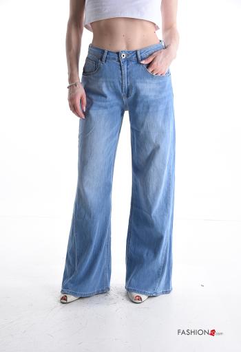 Jeans en Coton en denim longue à boutons avec fermeture éclair - ph 1