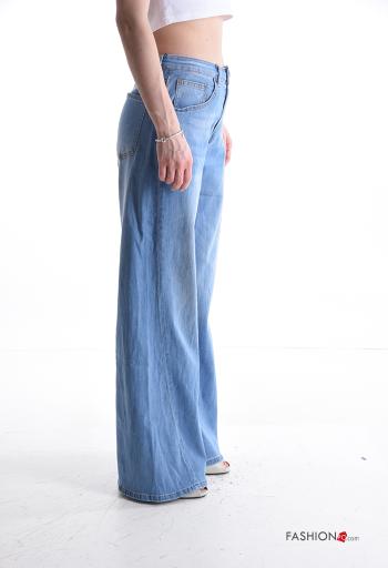 Jeans en Coton en denim longue à boutons avec fermeture éclair - ph 3