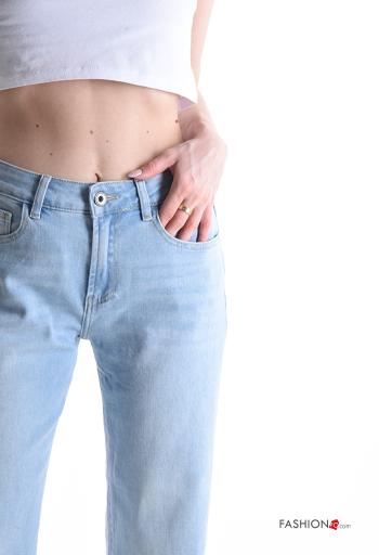 denim long Cotton Jeans with buttons with zip - ph 4