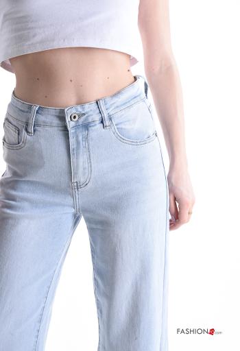 denim long Cotton Jeans with buttons with zip - ph 4