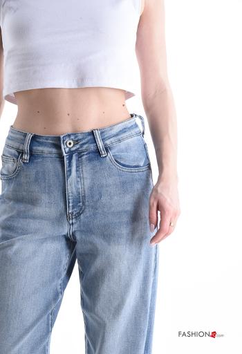 denim long Cotton Jeans with buttons with zip - ph 4