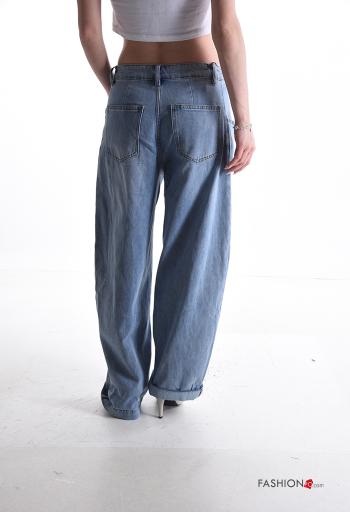 Jeans in Cotone denim lungo con bottoni con zip - ph 2