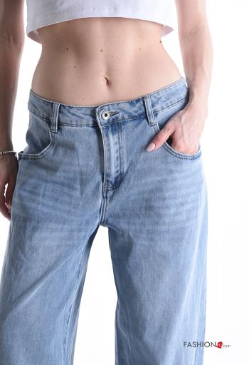 Jeans in Cotone denim lungo con bottoni con zip - ph 4