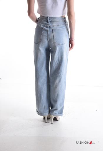 denim long Cotton Jeans with buttons with zip - ph 2