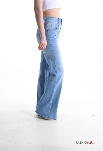 denim long Cotton Jeans with buttons with zip - ph 3