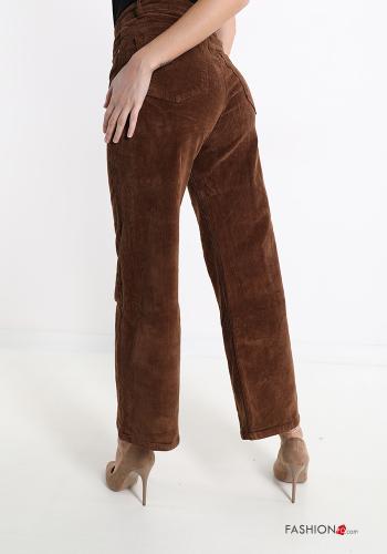 Pantalone in Cotone a zampa in velluto con tasche - ph 2