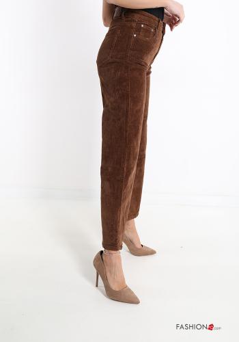 Pantalone in Cotone a zampa in velluto con tasche - ph 3