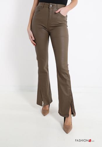 faux leather flared Trousers with pockets - ph 1