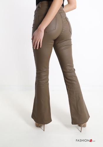 faux leather flared Trousers with pockets - ph 2