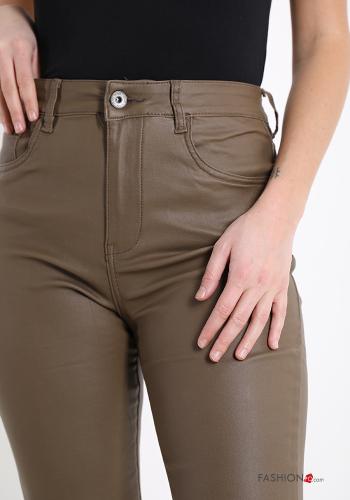 faux leather flared Trousers with pockets - ph 4