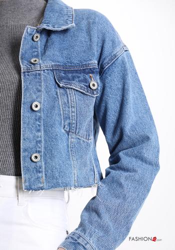 Denim Jacke aus Baumwolle mit Knöpfen mit Taschen - ph 4