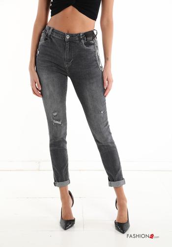 Jeans aus Baumwolle mit Taschen mit Reißverschluss - ph 1