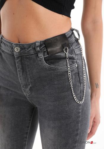 Jeans aus Baumwolle mit Taschen mit Reißverschluss - ph 4