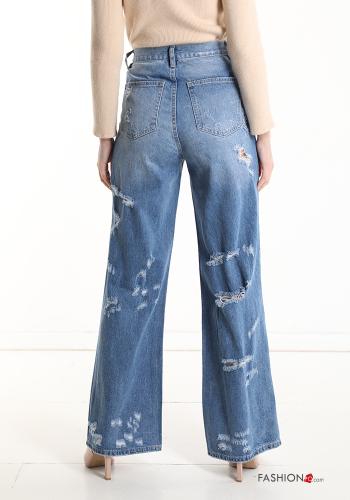 high waist wide leg Cotton Jeans with pockets - ph 2