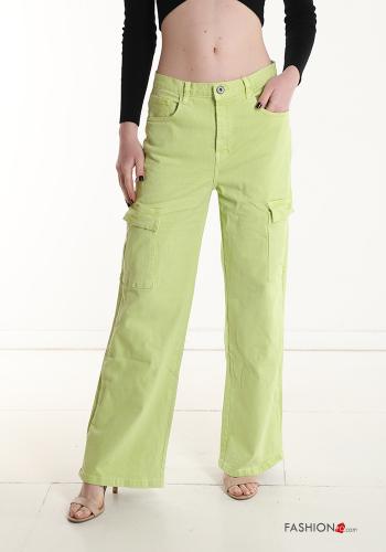 wide leg Cotton Jeans with pockets