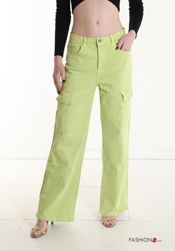 wide leg Cotton Jeans with pockets - ph 1