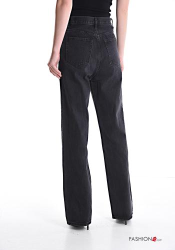 Jeans in Cotone vita alta metallizzato con tasche - ph 2