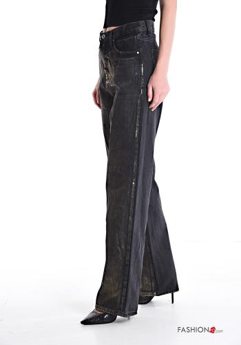 Jeans in Cotone vita alta metallizzato con tasche - ph 3