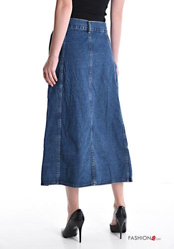 Jupe en Coton en denim Longuette avec ceinture - ph 2