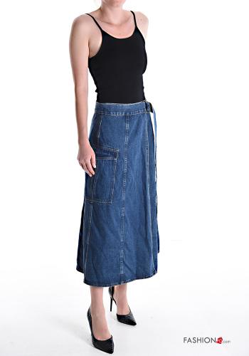 Jupe en Coton en denim Longuette avec ceinture - ph 5