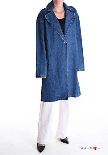 Cappotto in Cotone denim con bottoni con tasche
