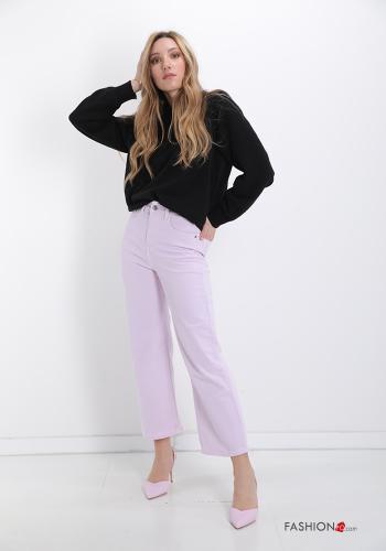 Jeans in Cotone  con tasche a zampa - ph 5