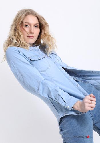 Denim Hemd aus Baumwolle mit Taschen - ph 1
