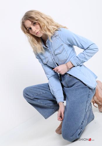 Denim Hemd aus Baumwolle mit Taschen - ph 5