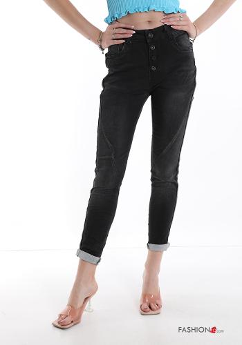 Jeans aus Baumwolle mit Knöpfen mit Taschen - ph 1