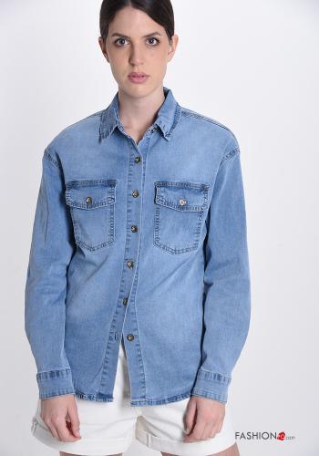 denim Cotton Shirt with pockets - ph 1