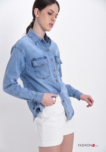 denim Cotton Shirt with pockets - ph 3