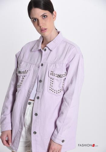 Denim Hemd aus Baumwolle mit Taschen mit Nieten - ph 1