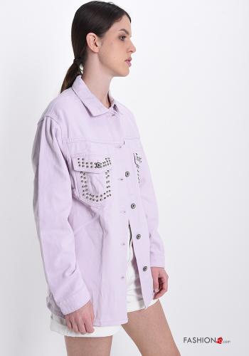 Denim Hemd aus Baumwolle mit Taschen mit Nieten - ph 3