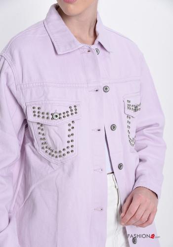 Denim Hemd aus Baumwolle mit Taschen mit Nieten - ph 4