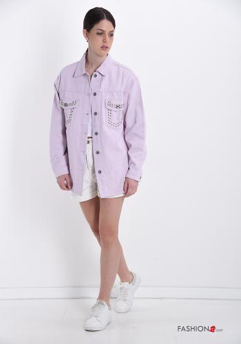 Denim Hemd aus Baumwolle mit Taschen mit Nieten - ph 5