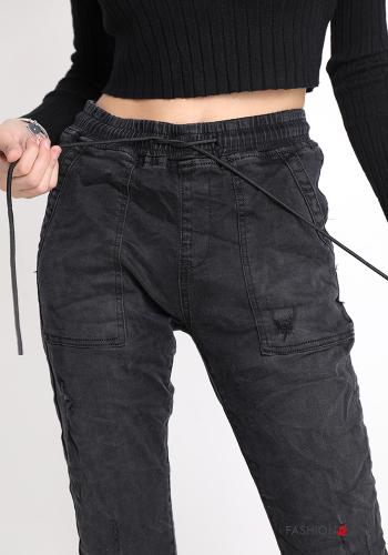 Jeans aus Baumwolle mit Taschen mit Schleife - ph 4