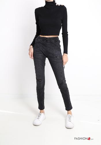 Jeans aus Baumwolle mit Taschen mit Schleife - ph 5