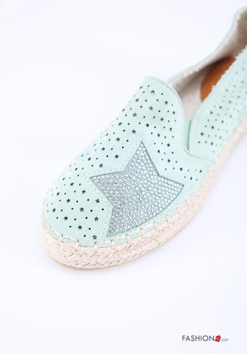 Halbschuhe aus Leinen mit Strasssteinen - ph 3