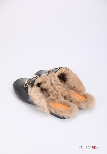 Scarpe basse sabot (mules) con pelliccia - ph 2