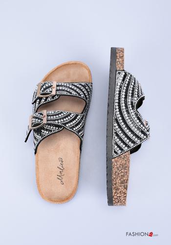 adjustable Slide Sandals with rhinestones Ankle strap - ph 2
