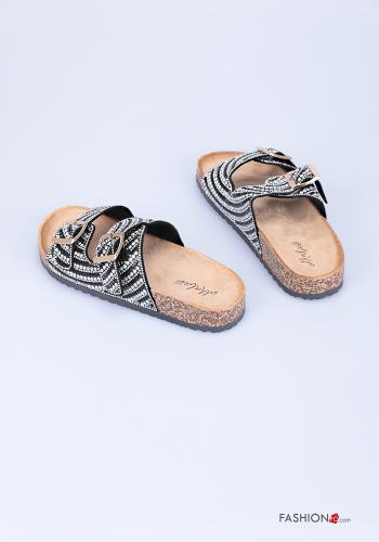 adjustable Slide Sandals with rhinestones Ankle strap - ph 4
