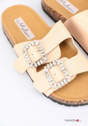 faux leather Sandals with rhinestones - ph 4