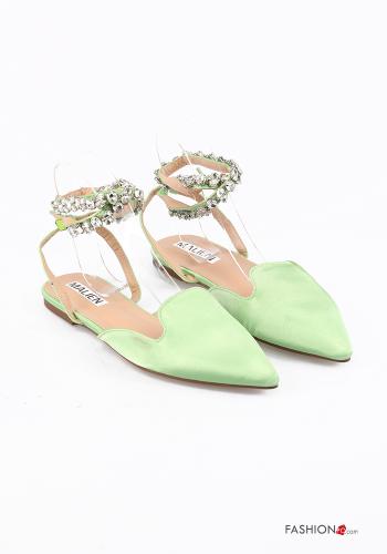 Slingback satin aux bouts pointus avec strass à sangle - ph 1