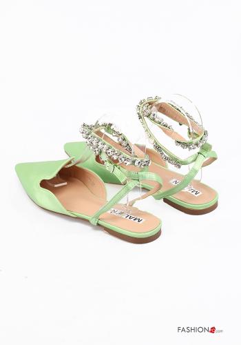Slingback satin aux bouts pointus avec strass à sangle - ph 2