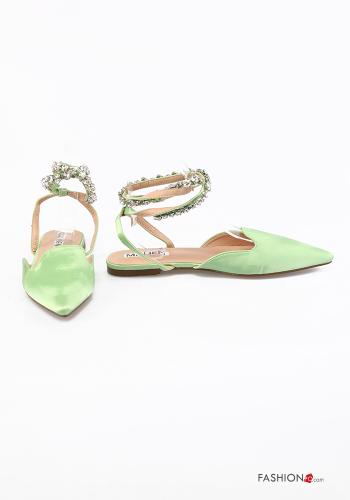 Slingback satin aux bouts pointus avec strass à sangle - ph 3