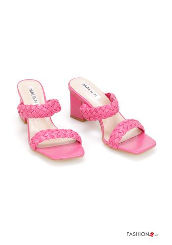 Zapatos de tacón alto imitación de cuero punta abierta - ph 1