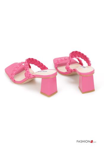Zapatos de tacón alto imitación de cuero punta abierta - ph 2
